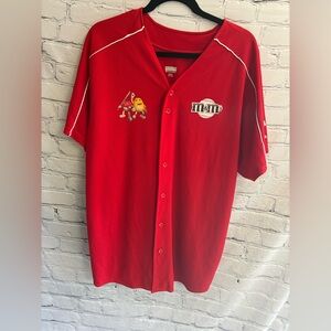 M&Ms Candy Red Button Up Baseball Jersey T-Shirt Augusta Sportswear Adult XL GUC